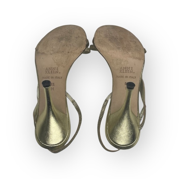 Vintage: Anne Klein 🝮 Glittery Stiletto Slingback Sandals 🝮 Metallic Gold 🝮 8.5 - Picture 12 of 16